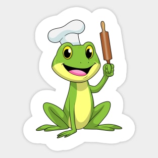 Frog as Baker with Rolling pin & Cooking hat Sticker